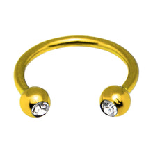 Load image into Gallery viewer, 16G 5/16 Clear Gem Gold Tone Anodized Horseshoe Circular Barbell
