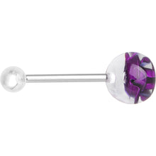 Load image into Gallery viewer, Floating Purple Rose Flower Barbell Tongue Ring
