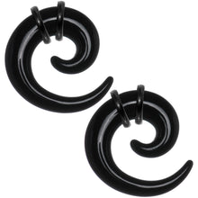 Load image into Gallery viewer, 0G Black Acrylic Spiral Taper Set
