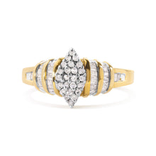Load image into Gallery viewer, 10K Yellow Gold 1/2 Cttw Diamond Pear Shaped Head and Multi Row Channel Set  Shank Ring (H-I Color, SI2-I1 Clarity) - Ring Size 7
