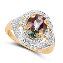 Load image into Gallery viewer, 14K Yellow Gold Plated 3.15 Carat Genuine Quartz Mystic .925 Sterling Silver Ring
