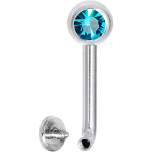 Load image into Gallery viewer, 14G 5mm Zircon Blue Gem Vertical Hood Piercing -3/8 2.5mm Rise
