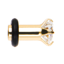 Load image into Gallery viewer, 6G CZ Gold Electro Titanium Tunnel Plug
