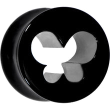 Load image into Gallery viewer, 1/2 Black Acrylic Hollow Butterfly Saddle Plug
