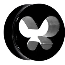 Load image into Gallery viewer, 20mm Black Acrylic Hollow Butterfly Saddle Plug
