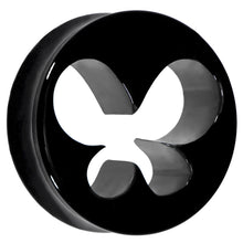 Load image into Gallery viewer, 26mm Black Acrylic Hollow Butterfly Saddle Plug
