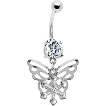 Load image into Gallery viewer, Crystalline Gem Encompass Butterfly Belly Ring
