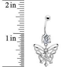 Load image into Gallery viewer, Crystalline Gem Encompass Butterfly Belly Ring
