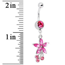 Load image into Gallery viewer, Wild Flower Pink CZ Belly Ring
