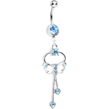 Load image into Gallery viewer, Butterfly Wishes Blue CZ Belly Ring
