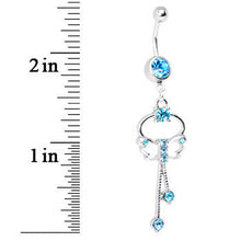 Load image into Gallery viewer, Butterfly Wishes Blue CZ Belly Ring
