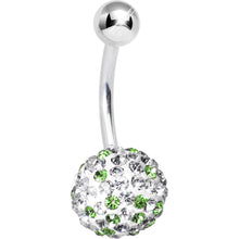 Load image into Gallery viewer, Striped Peridot Green Crystal Evolution Belly Ring
