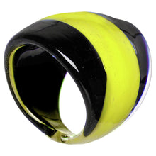 Load image into Gallery viewer, Handmade Striped Yellow Bold Glass Ring
