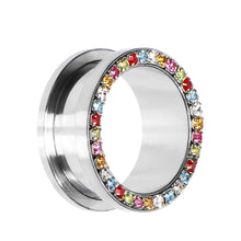 Load image into Gallery viewer, 7/8 Stainless Steel Multi Gem Screw Fit Tunnel
