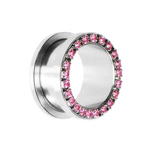 Load image into Gallery viewer, 18mm Stainless Steel Pink Gem Screw Fit Tunnel

