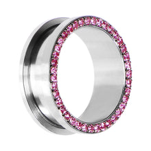 Load image into Gallery viewer, 26mm Stainless Steel Pink Gem Screw Fit Tunnel
