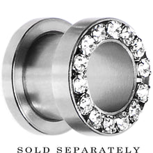Load image into Gallery viewer, 00G Stainless Steel Clear Gem Screw Fit Tunnel
