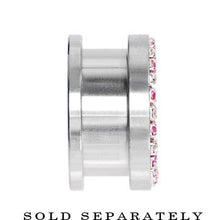 Load image into Gallery viewer, 26mm Stainless Steel Pink Clear Gem Screw Fit Tunnel
