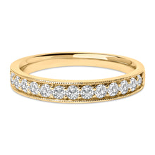 Load image into Gallery viewer, 14K Yellow Gold 1/2 Cttw Round Diamond Milgrain Wedding Band
