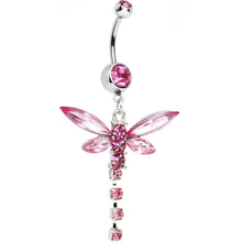 Load image into Gallery viewer, Pink Cubic Zirconia Dragonfly Belly Ring
