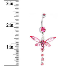 Load image into Gallery viewer, Pink Cubic Zirconia Dragonfly Belly Ring
