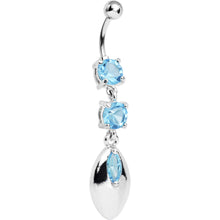Load image into Gallery viewer, Aqua Cubic Zirconia Impressions Belly Ring

