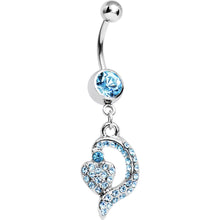 Load image into Gallery viewer, Aqua Gem Dynamic Heart Belly Ring
