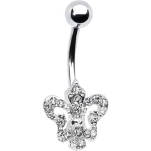 Load image into Gallery viewer, Clear Gem Fleur De Lis Belly Ring
