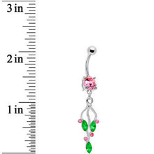 Load image into Gallery viewer, Pink CZ Stunning Ivy Drop Belly Ring
