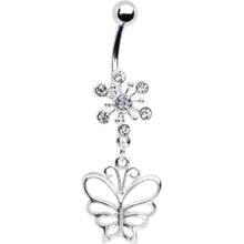 Load image into Gallery viewer, Clear Crystal Explosion Butterfly Belly Ring
