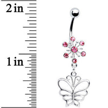 Load image into Gallery viewer, Pink Crystal Explosion Butterfly Belly Ring
