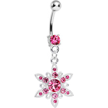 Load image into Gallery viewer, Pink CZ Spectacular Flower Belly Ring
