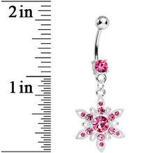 Load image into Gallery viewer, Pink CZ Spectacular Flower Belly Ring

