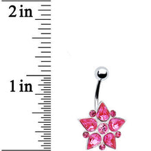 Load image into Gallery viewer, Pink Gem Teardrop Flower Belly Ring
