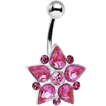 Load image into Gallery viewer, Pink Gem Teardrop Flower Belly Ring
