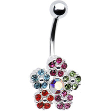 Load image into Gallery viewer, Multi Gem Kaleidoscope Flower Belly Ring
