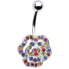 Load image into Gallery viewer, Multi Gem Fashionista Flower Belly Ring
