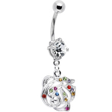 Load image into Gallery viewer, Multi Gem Blooming Rose Flower Dangle Belly Ring
