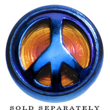 Load image into Gallery viewer, Blue Anodized Titanium Peace Sign Cheater Plug
