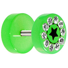 Load image into Gallery viewer, Green Acrylic Jeweled Star Cheater Plug
