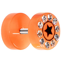 Load image into Gallery viewer, Orange Acrylic Jeweled Star Cheater Plug
