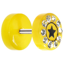 Load image into Gallery viewer, Yellow Acrylic Jeweled Star Cheater Plug
