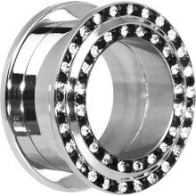 Load image into Gallery viewer, 18mm Black Clear Double Gem Screw Fit Tunnel
