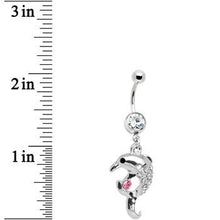 Load image into Gallery viewer, Clear Pink Gem Splash Dolphin Belly Ring
