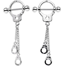 Load image into Gallery viewer, 14G 5/8 Hold Me In Handcuffs Dangle Nipple Shield Set
