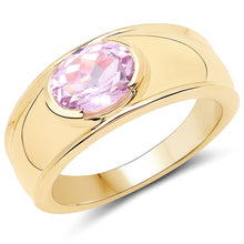 Load image into Gallery viewer, 14K Yellow Gold Plated 2.40 Carat Genuine Kunzite .925 Sterling Silver Ring
