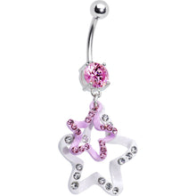 Load image into Gallery viewer, Pink Gem Dual Star Belly Ring
