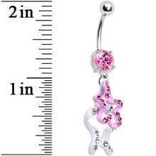 Load image into Gallery viewer, Pink Gem Dual Star Belly Ring
