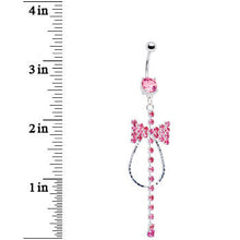 Load image into Gallery viewer, Pink Jeweled Tuxedo Bow Tie Belly Ring
