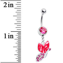 Load image into Gallery viewer, Pink Gem Sideways Butterfly Belly Ring
